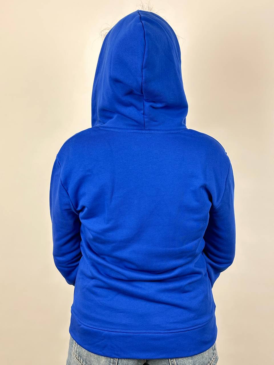 Синяя женская худи без начеса на молнии "ALLAZY" реальное фото